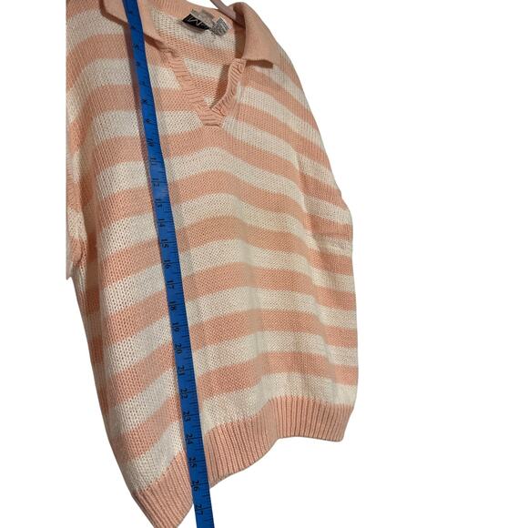RARE Vintage 1980s Ms Russ 22W Plus Size Pink Peach White Cotton Striped Sweater - Picture 4 of 10